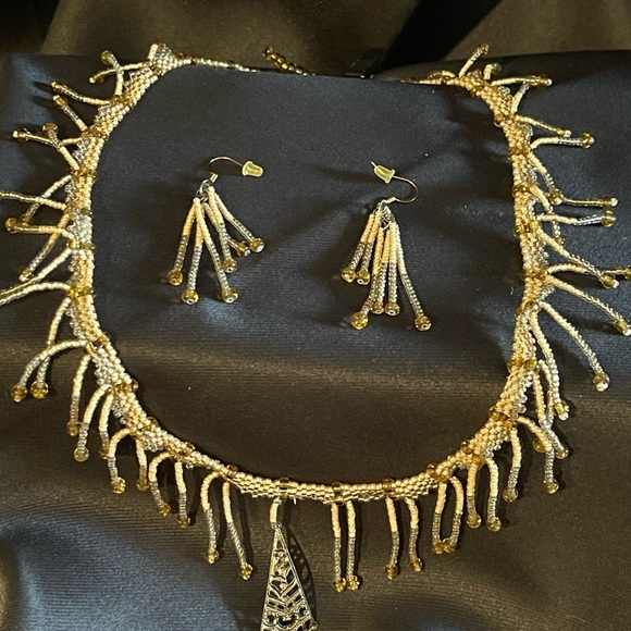 Glass bead necklace and earrings. Handmade , one of a kind! - Picture 3 of 3